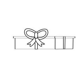 Box with ribbon bow black and white clipart