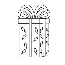 Gift box with ribbon illustration black and white clipart