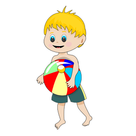 Boy carrying a ball drawing clipart