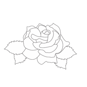 One pink rose drawing black and white clipart