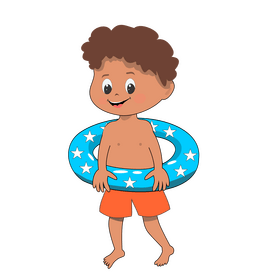 Boy with swimming ring drawing clipart