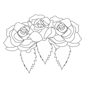Roses illustration black and white clipart
