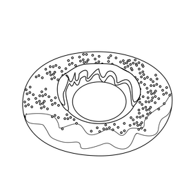 Cherry donuts illustration black and white clipart