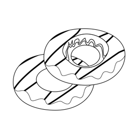 Orange and lemon donuts black and white clipart