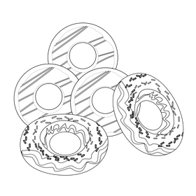 Chocolate and caramel donuts black and white clipart