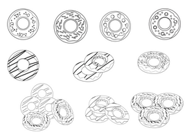 Donuts black and white vector