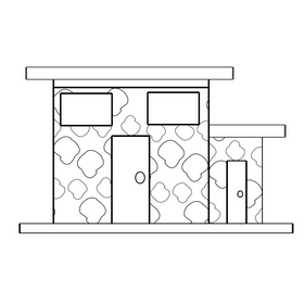 Stone wall house black and white clipart