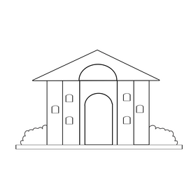 Blue house illustration black and white clipart