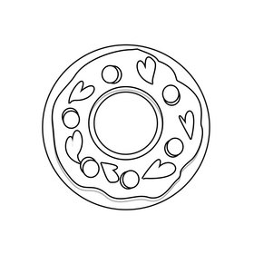 Cartoon pineapple donuts black and white clipart