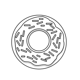 Strawberry donuts illustration black and white clipart