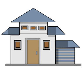 Cartoon house with garage clipart