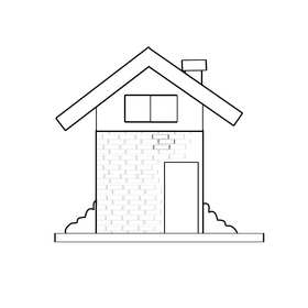 Free brick wall house black and white clipart