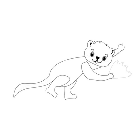 Cartoon otter holding a shell black and white clipart