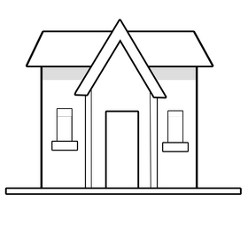 Cartoon house black and white clipart