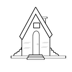 House drawing black and white clipart