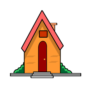 Orange house drawing clipart