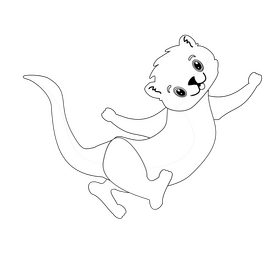 Otter running illustration black and white clipart