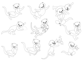 Cartoon otter black and white vector