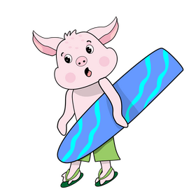 Pig with skateboard clipart