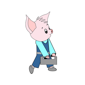 Pig going to work cartoon clipart