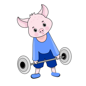 Cute pig working out clipart