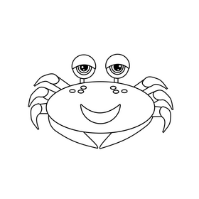 Crab cartoon black and white clipart