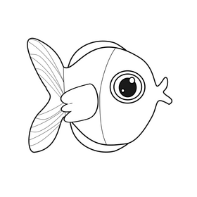 Cartoon fish black and white clipart