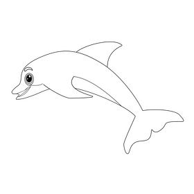 Cute dolphin black and white clipart