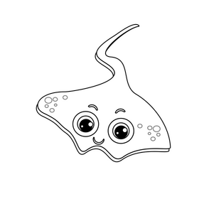 Ray fish illustration black and white clipart