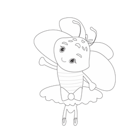 Dancing ballerina bee illustration black and white clipart
