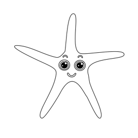 Cartoon starfish black and white clipart