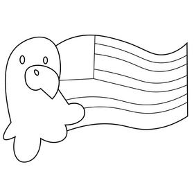 Eagle USA flag black and white clipart