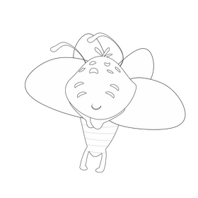 Cute bee sleeping black and white clipart