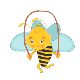 Cartoon bee jumping rope clipart