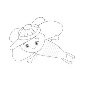 Bee with a cap black and white clipart