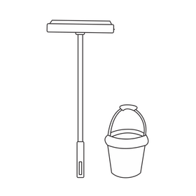 Floor squeegee and bucket black and white clipart