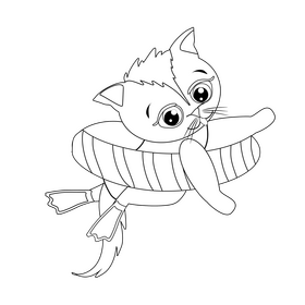 Free cat swimming black and white clipart