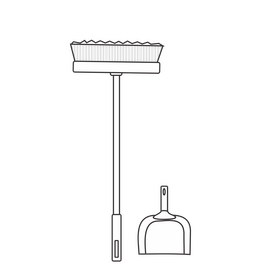 Broom and dustpan black and white clipart
