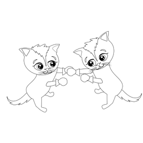 Cats fighting black and white clipart