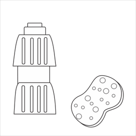 Free dishwashing liquid and sponge black and white clipart