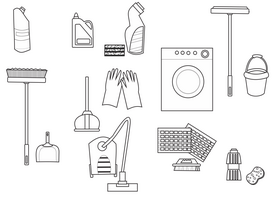 House cleaning black and white vector