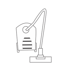 Vaccum cleaner cartoon black and white clipart