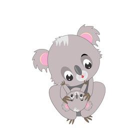 Baby koala and mom playing clipart