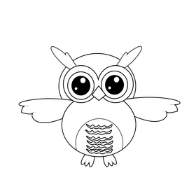 Pink and green owl black and white clipart