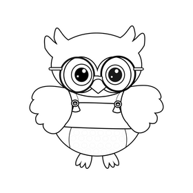 Owl drawing black and white clipart