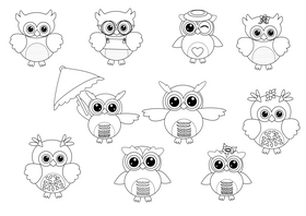 Owls black and white vector
