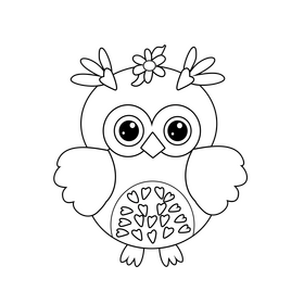 Owl black and white clipart