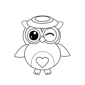 Cartoon owl black and white clipart