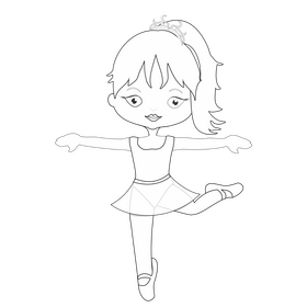 Ballerina dancing drawing black and white clipart