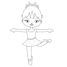 Young girl dancing black and white clipart